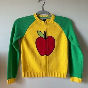 Gap Kids Adorable apple zip up cardigan size 8 NWT